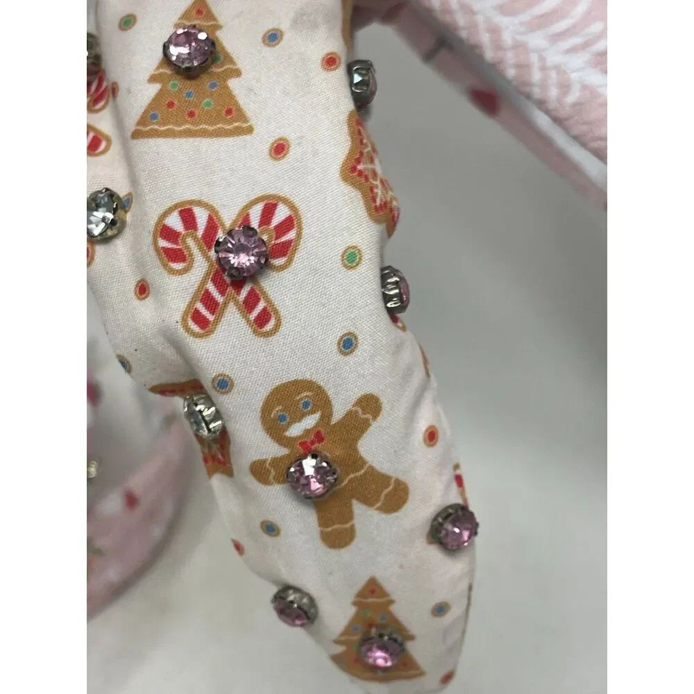 Set 4 Headbands Pink Rhinestone Holiday Girls Decorative Knotted Winter Festive